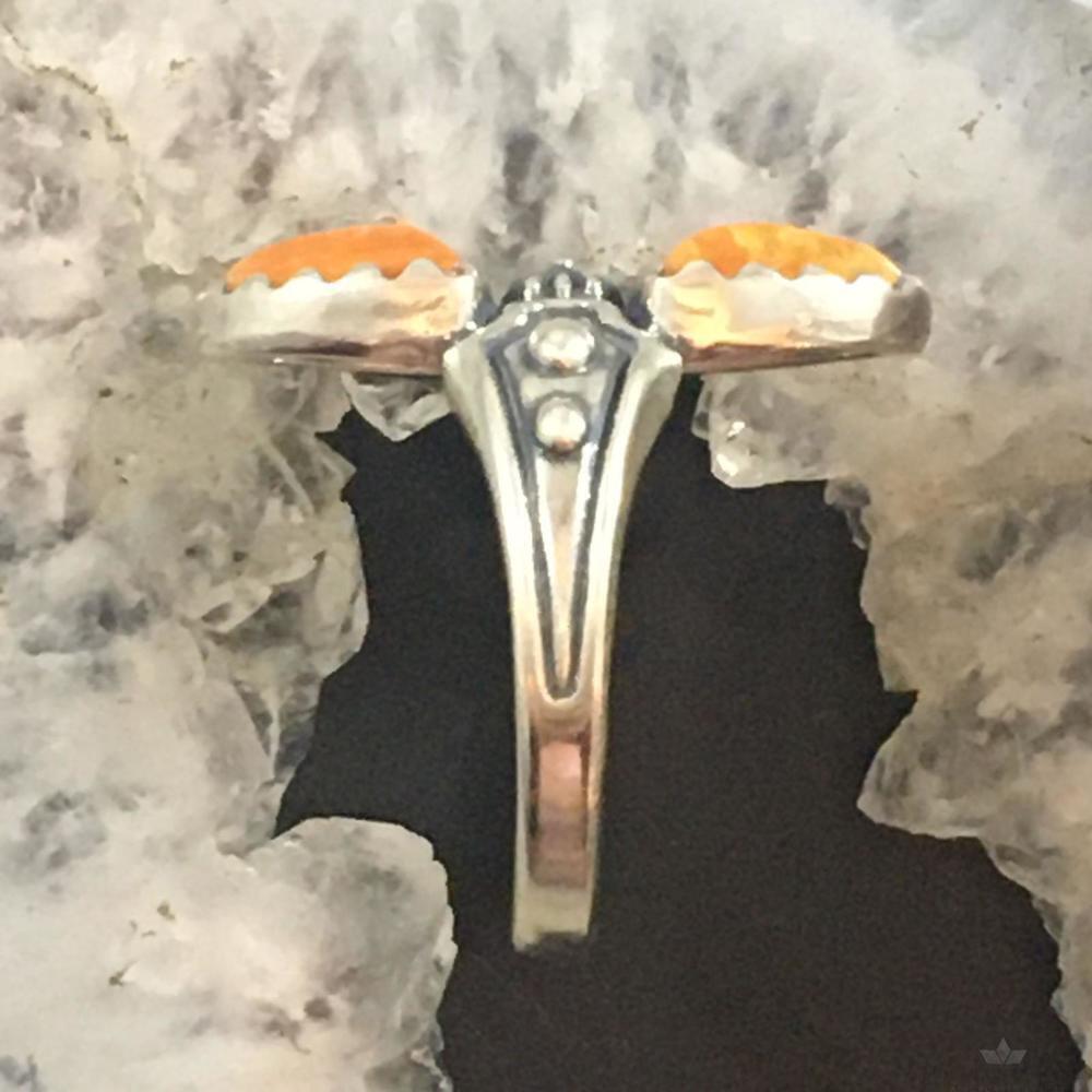 Carolyn Pollack Southwestern Style Sterling Orange Spiny Oyster Ring For Women - Picture 6 of 10